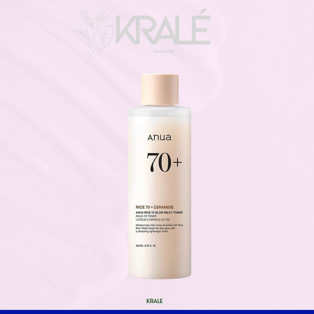 Anua Rice 70 Glow Tónico lechoso para piel de cristal e iluminada, agua de arroz, niacinamida, ceramida, pantenol, sin fragancia, no comodogénico, apto acné fúngico, estilo coreano