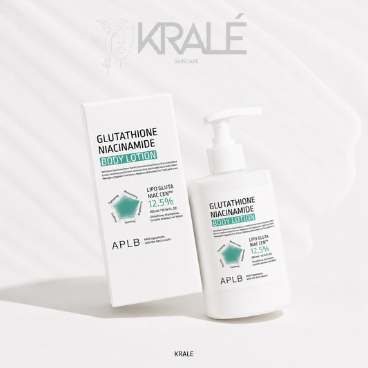 Botella de loción corporal APLB con glutatión y niacinamida