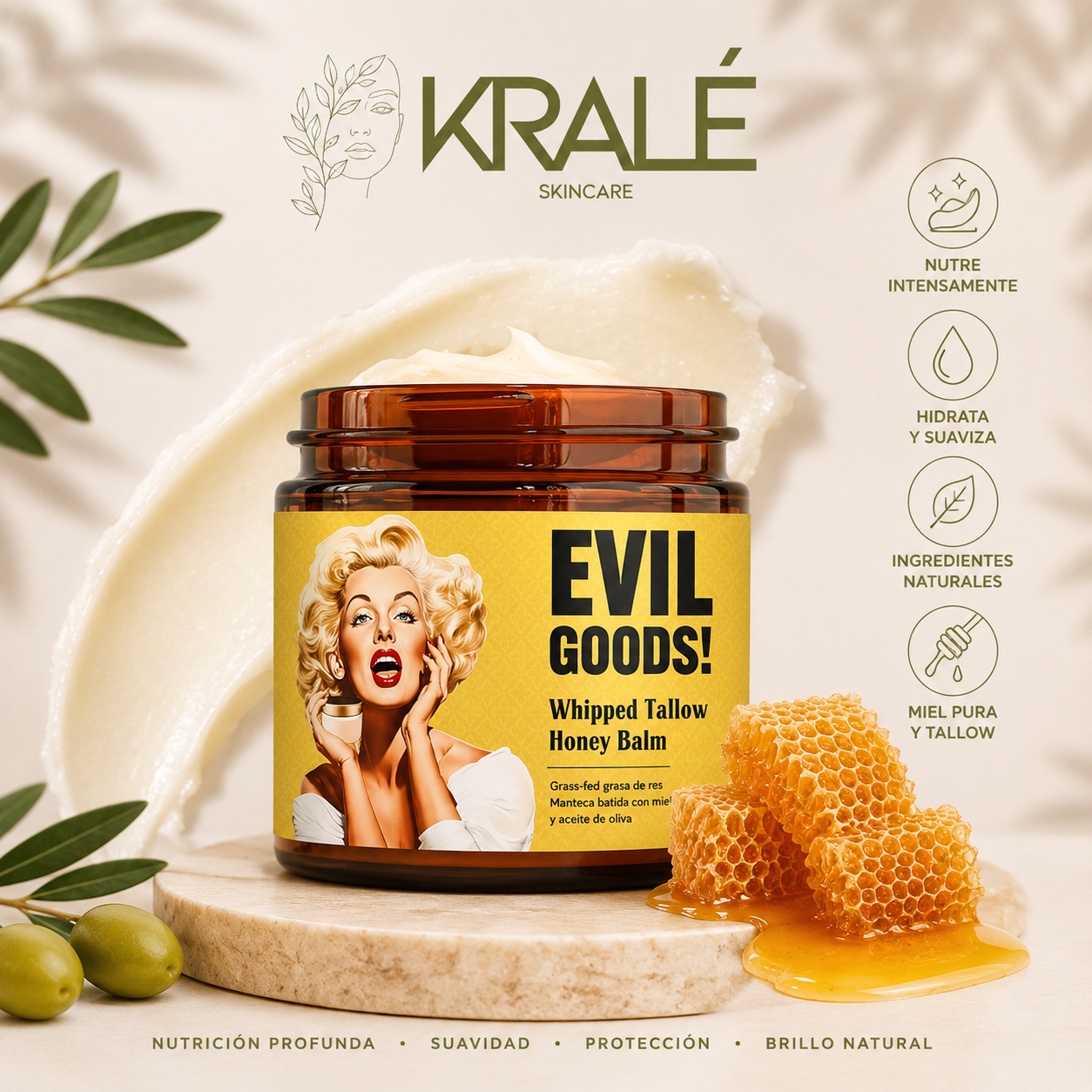 Evil Goods Whipped Tallow Honey Balm